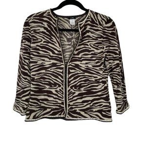 J. Crew Wool Cardigan • Brown Zebra Pattern • Size Large